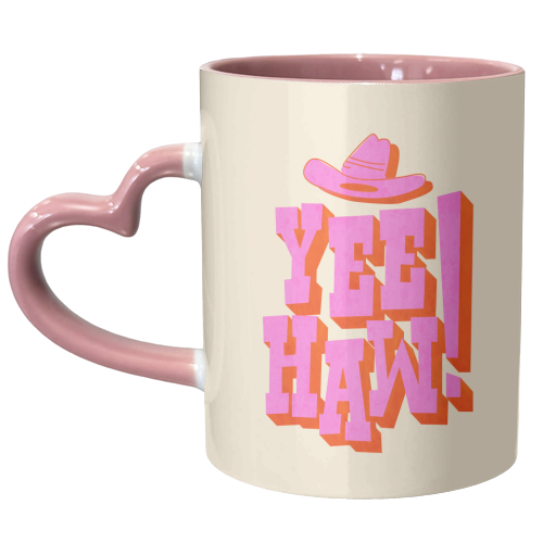 YEE HAW! Pink Typography - unique mug by Ania Wieclaw