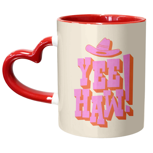 YEE HAW! Pink Typography - unique mug by Ania Wieclaw