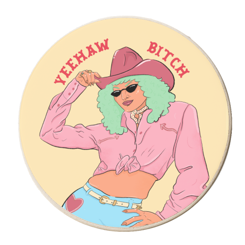 Yeehaw Bitch - personalised beer coaster by The Queer Store