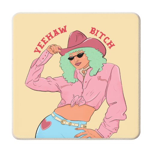 Yeehaw Bitch - personalised beer coaster by The Queer Store
