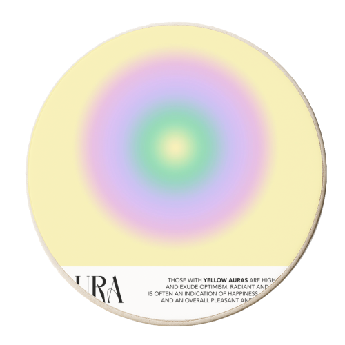 yellow aura poster - personalised beer coaster by Move Studio
