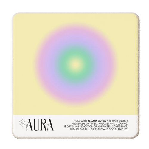yellow aura poster - personalised beer coaster by Move Studio