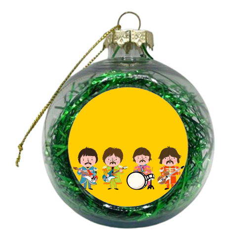YELLOW BEATLES - xmas bauble by Nichola Cowdery