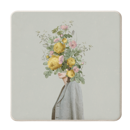 Yellow bouquet - personalised beer coaster by Frida Floral Studio
