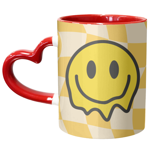 Yellow Gen Z Smiley Bold Y2K Graphic Design Giftware - unique mug by AbiGoLucky