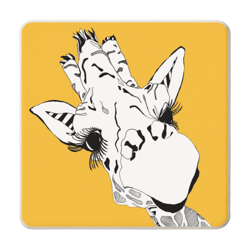 Yellow giraffe - personalised beer coaster by Casey Rogers