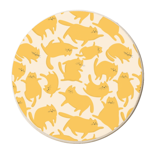 Yellow kittens - personalised beer coaster by Ania Wieclaw