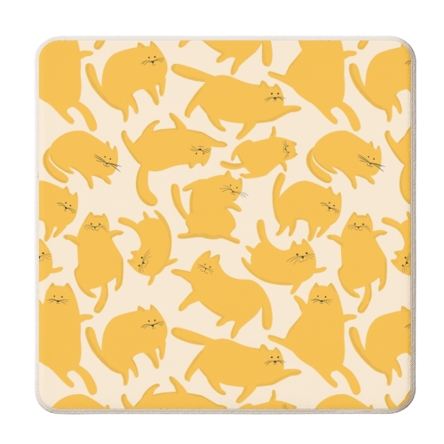 Yellow kittens - personalised beer coaster by Ania Wieclaw