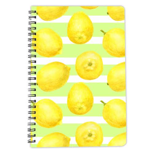 yellow lemons watercolor pattern - personalised A4, A5, A6 notebook by haris kavalla