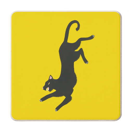 Yellow Panther - personalised beer coaster by Yazmin Brooks