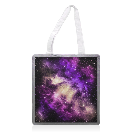 Yellow Pink Purple Galaxy Nebula Dream #1 #decor #art - printed canvas tote bag by Anita Bella Jantz