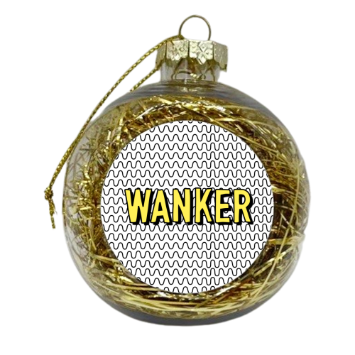 Yellow Wanker - xmas bauble by Adam Regester