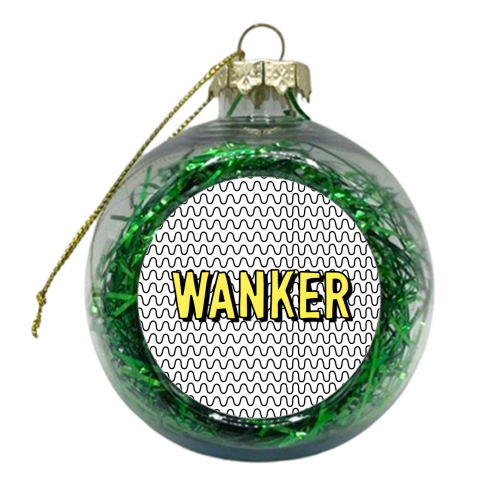 Yellow Wanker - xmas bauble by Adam Regester