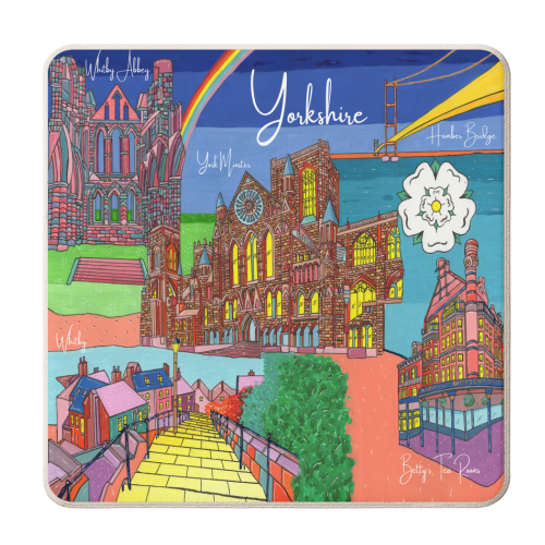 Yorkshire in Bright Colours - personalised beer coaster by Julie Littler