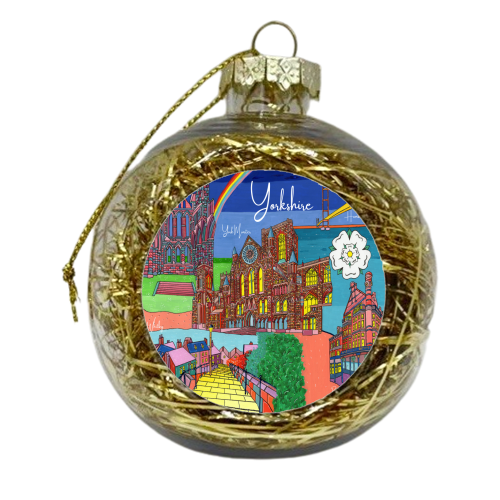 Yorkshire in Bright Colours - xmas bauble by Julie Littler