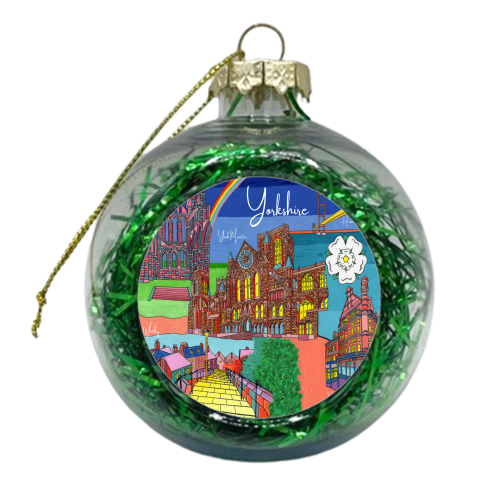 Yorkshire in Bright Colours - xmas bauble by Julie Littler