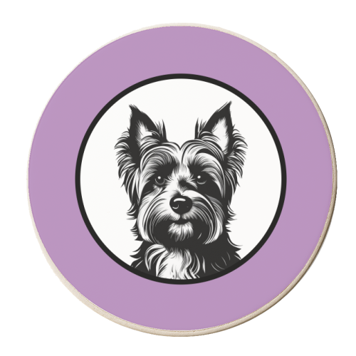 Yorkshire Terrier Cameo Dog Portrait - personalised beer coaster by Adam Regester