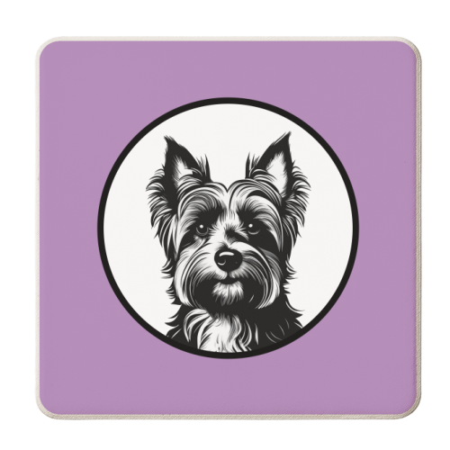 Yorkshire Terrier Cameo Dog Portrait - personalised beer coaster by Adam Regester