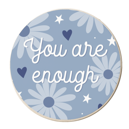 You are enough daisy print - personalised beer coaster by The Girl Next Draw