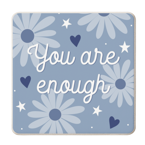 You are enough daisy print - personalised beer coaster by The Girl Next Draw