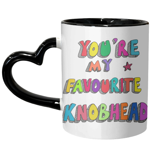you are my favourite knobhead rainbow typography - unique mug by PixieDrew