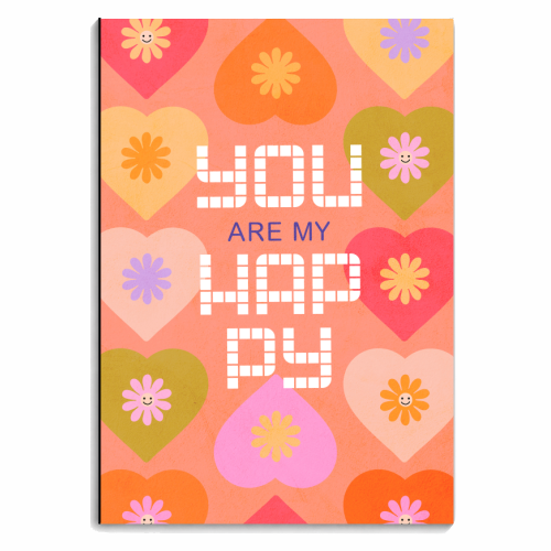 You are my Happy Place - Daisy and Heart Pattern - personalised A4, A5, A6 notebook by Dominique Vari