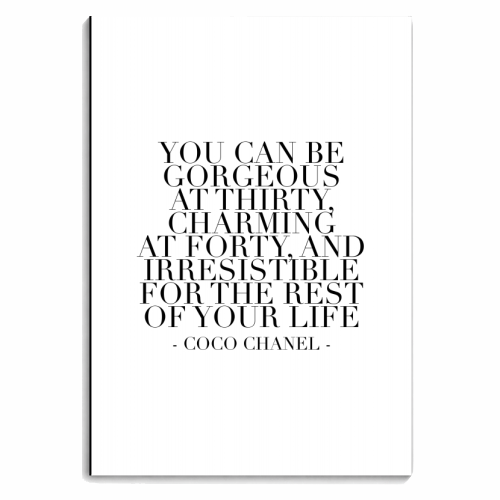 You Can be Gorgeous At Thirty, Charming At Forty, and Irresistible for the Rest of Your Life. -Coco Chanel Quote - personalised A4, A5, A6 notebook by Toni Scott