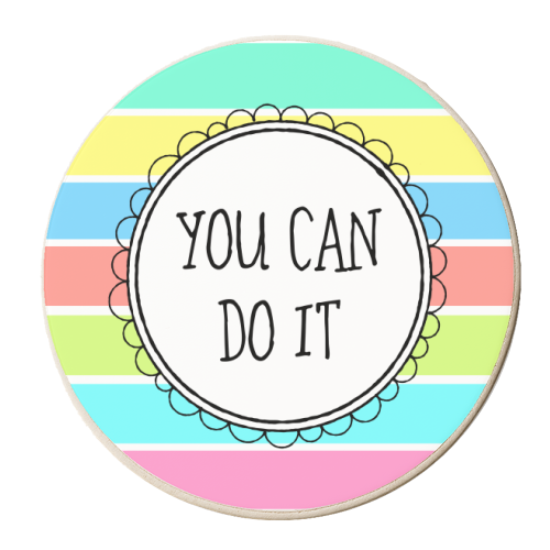 You Can Do It (on horizontal stripes) - personalised beer coaster by Adam Regester