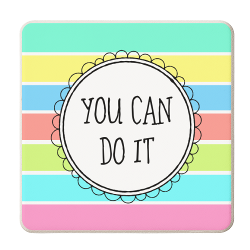 You Can Do It (on horizontal stripes) - personalised beer coaster by Adam Regester