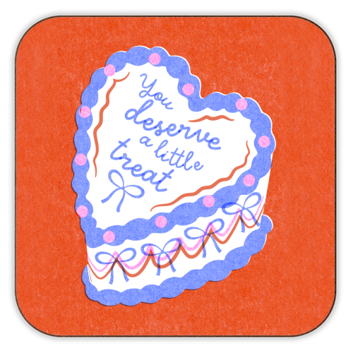 You Deserve a Little Treat Cake - personalised beer coaster by Catalina Williams