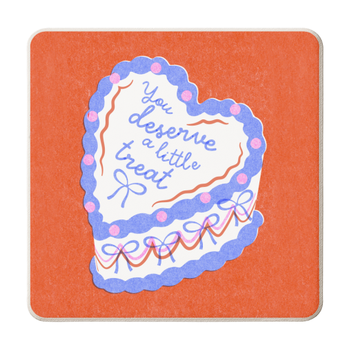 You Deserve a Little Treat Cake - personalised beer coaster by Catalina Williams