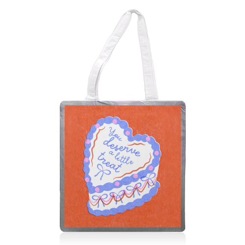 You Deserve a Little Treat Cake - printed canvas tote bag by Catalina Williams