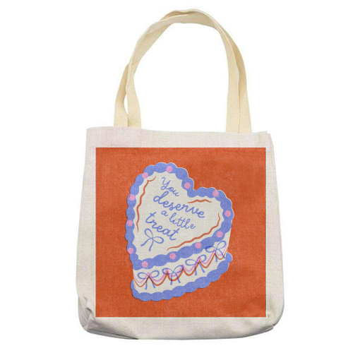 You Deserve a Little Treat Cake - printed canvas tote bag by Catalina Williams