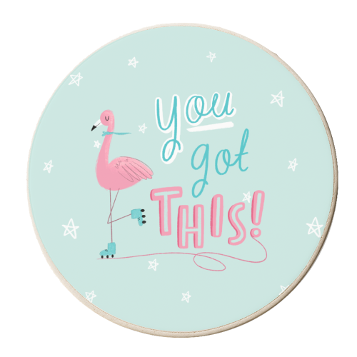 You Got This Flamingo - personalised beer coaster by Chloe Evans