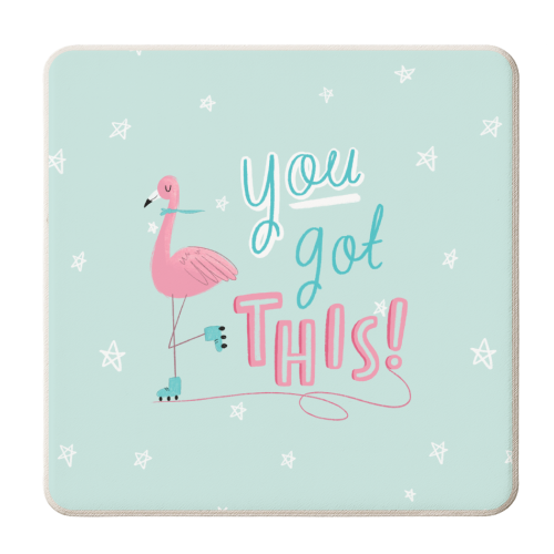 You Got This Flamingo - personalised beer coaster by Chloe Evans