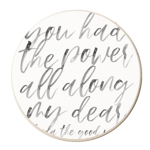 You Had the Power All Along My Dear. -Glinda the Good Witch Quote Watercolor Script - personalised beer coaster by Toni Scott