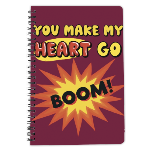 You make my heart go boom - personalised A4, A5, A6 notebook by Giddy Kipper