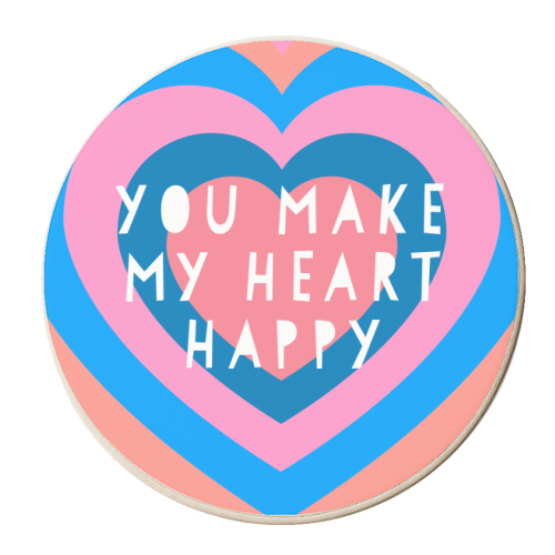 You Make My Heart Happy - personalised beer coaster by Adam Regester