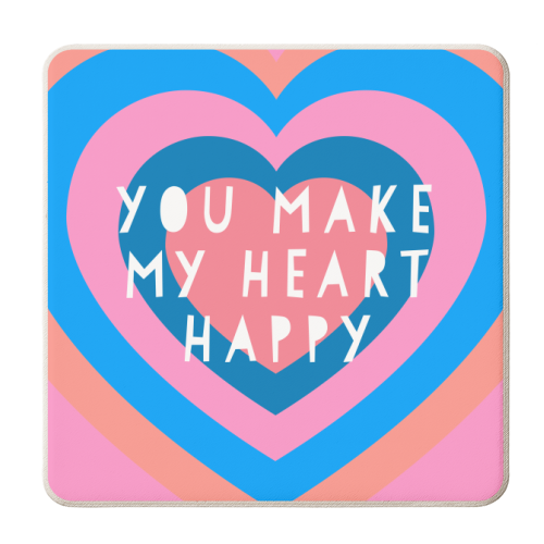 You Make My Heart Happy - personalised beer coaster by Adam Regester