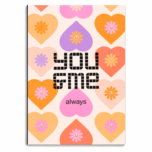 You & Me - Daisy and Heart Pattern - personalised A4, A5, A6 notebook by Dominique Vari