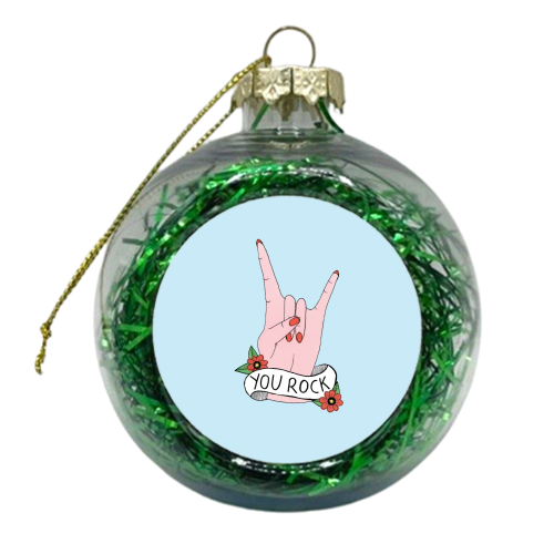 You Rock - xmas bauble by Yazmin Brooks