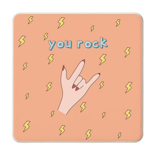 You Rock - personalised beer coaster by Laura Lonsdale
