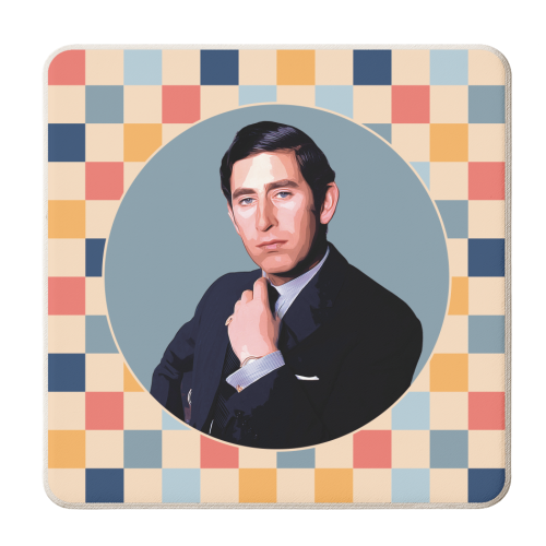 Young King Charles Retro Style - personalised beer coaster by Vallely Studios