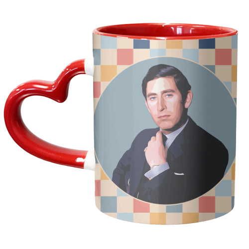 Young King Charles Retro Style - unique mug by Vallely Studios