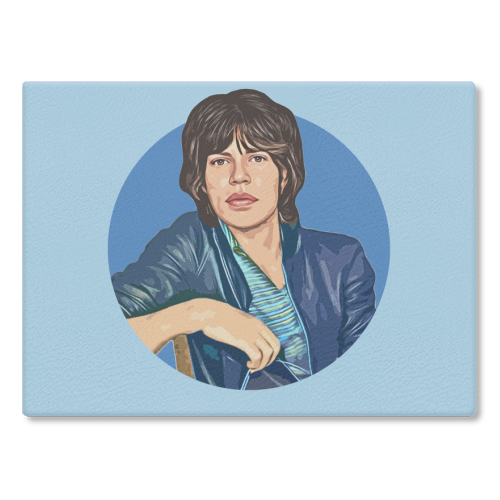 Young Mick - glass chopping board by DOLLY WOLFE