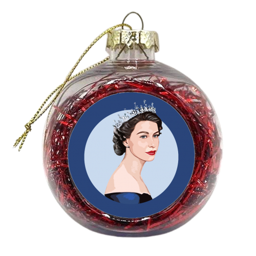 Young Queen Elizabeth II - xmas bauble by DOLLY WOLFE