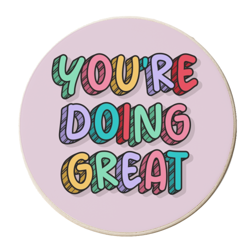 You're doing great rainbow typography - personalised beer coaster by The Girl Next Draw