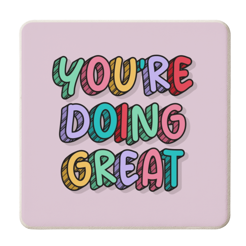 You're doing great rainbow typography - personalised beer coaster by The Girl Next Draw
