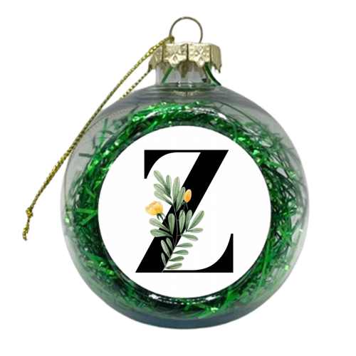 Z Floral Letter Initial - xmas bauble by Toni Scott