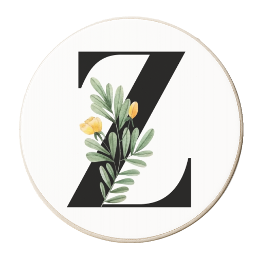 Z Floral Letter Initial - personalised beer coaster by Toni Scott